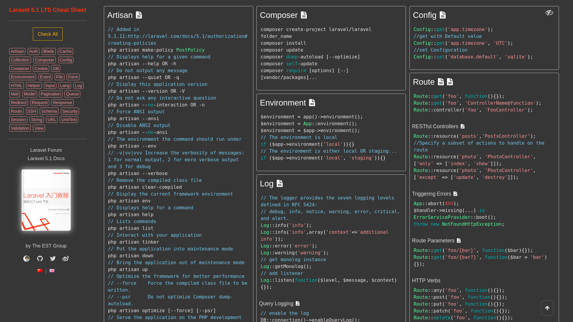 Laravel Cheat Sheet